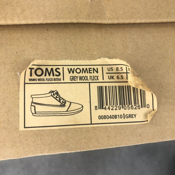 Toms Wool Fleck Fleece Botas Ankle Boot, Grey, Women's 8.5 - Picture 10 of 10
